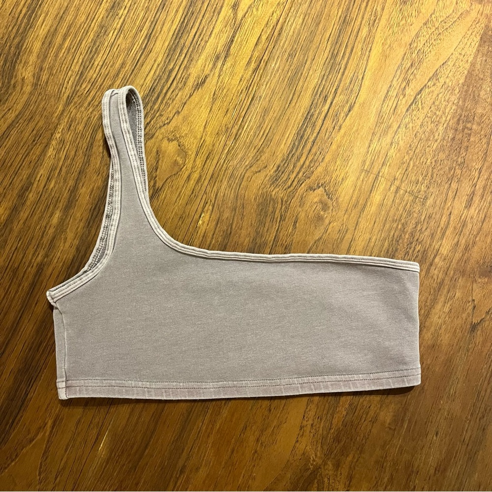TNA Pinkish Grey One-Shoulder Crop Top